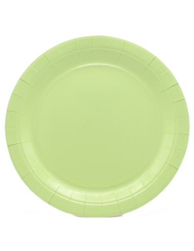 Piatto in carta rotondo 100% compostabile Cm. 24 - Confezione 15 pz - Verde mela