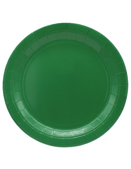 Piatto in carta rotondo 100% compostabile Cm. 18 - Confezione 15 pz - Verde scuro