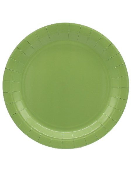 Piatto in carta rotondo 100% compostabile Cm. 24 - Confezione 15 pz - Verde salvia