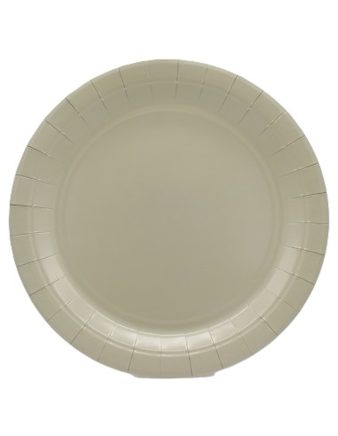 Piatto in carta rotondo 100% compostabile Cm. 18 - Confezione 15 pz - Tortora