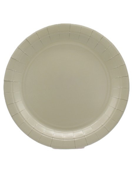 Piatto in carta rotondo 100% compostabile Cm. 24 - Confezione 15 pz - Tortora