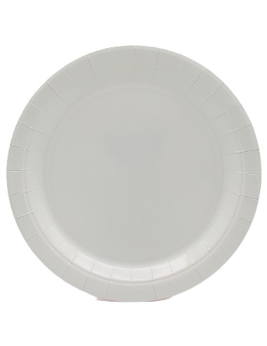 Piatto in carta rotondo 100% compostabile Cm. 24 - Confezione 15 pz - Grigio freddo