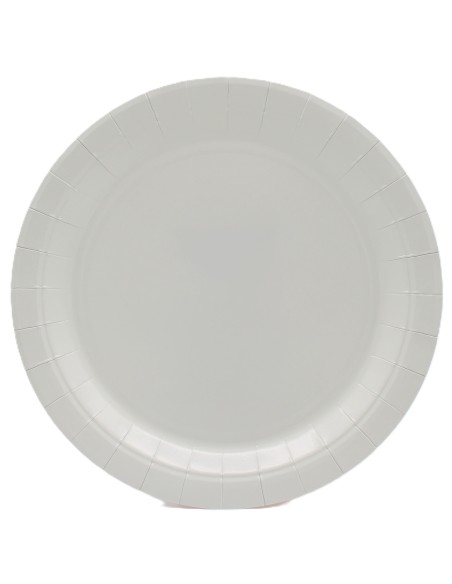 Piatto in carta rotondo 100% compostabile Cm. 24 - Confezione 15 pz - Grigio freddo