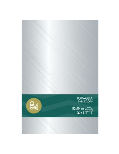 Tovaglia in plastica pvc Cm. 137x274 - Argento Silver Metal
