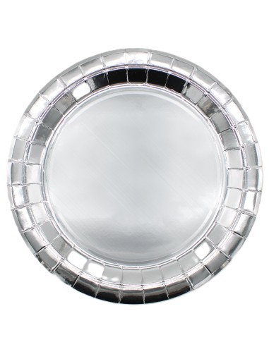 Piatto in carta rotondo Cm. 24 - Confezione 15 pz - Argento Silver Metal