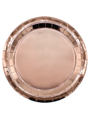 Piatto in carta rotondo Cm. 18 - Confezione 15 pz - Rosa Gold Metal