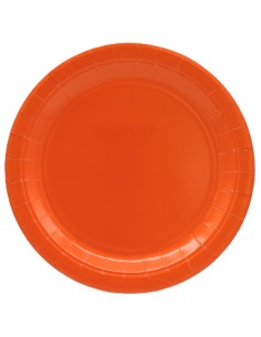 Piatto in carta rotondo 100% compostabile Cm. 24 - Confezione 15 pz - Arancione 2