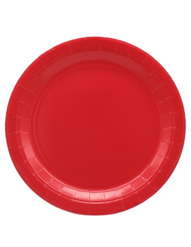 Piatto in carta rotondo 100% compostabile Cm. 18 - Confezione 15 pz - Rosso