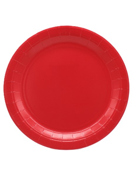 Piatto in carta rotondo 100% compostabile Cm. 18 - Confezione 15 pz - Rosso