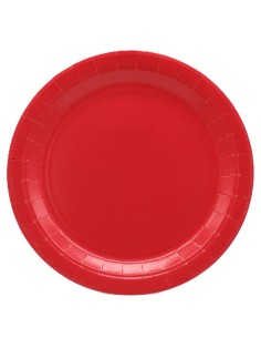 Piatto in carta rotondo 100% compostabile Cm. 24 - Confezione 15 pz - Rosso
