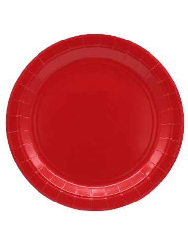 Piatto in carta rotondo 100% compostabile Cm. 18 - Confezione 15 pz - Rosso scuro