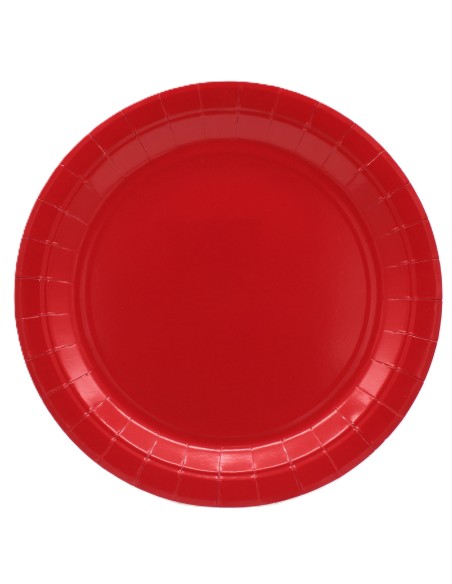 Piatto in carta rotondo 100% compostabile Cm. 18 - Confezione 15 pz - Rosso scuro