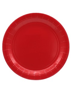 Piatto in carta rotondo 100% compostabile Cm. 24 - Confezione 15 pz - Rosso scuro