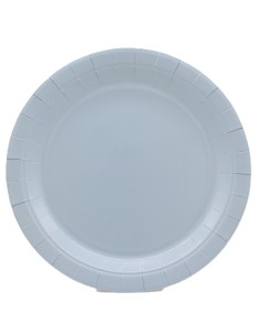 Piatto in carta rotondo 100% compostabile Cm. 18 - Confezione 15 pz - Celeste fumo