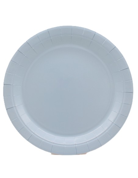 Piatto in carta rotondo 100% compostabile Cm. 18 - Confezione 15 pz - Celeste fumo