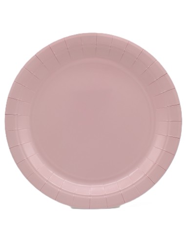 Piatto in carta rotondo 100% compostabile Cm. 18 - Confezione 15 pz - Rosato