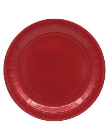 Piatto in carta rotondo 100% compostabile Cm. 24 - Confezione 15 pz - Bordeaux