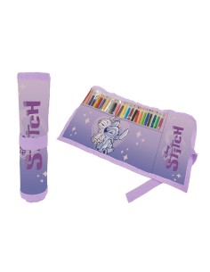 Astuccio Roll ripiegabile con 24 pastelli Cm. 40x20 - Stitch Girl