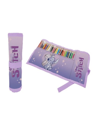 Astuccio Roll ripiegabile con 24 pastelli Cm. 40x20 - Stitch Girl