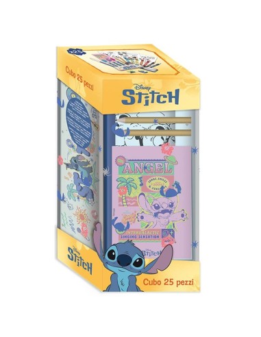 Set cancelleria in cubo 25 pezzi Cm. 24x11 - Stitch