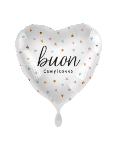 Palloncino mylar 18'' Cm. 45 - Cuore - Buon Compleanno cuoricini