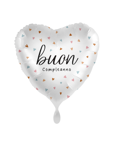 Palloncino mylar 18'' Cm. 45 - Cuore - Buon Compleanno cuoricini