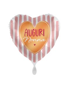 Palloncino mylar 18'' Cm. 45 - Cuore - Auguri Nonna righe