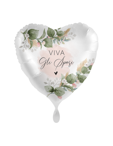 Palloncino mylar 18'' Cm. 45 - Cuore - Viva gli sposi flower