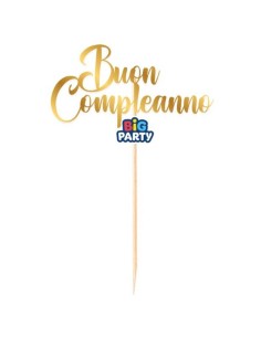 Cake topper mini metallizzato "Buon Compleanno" Oro gold