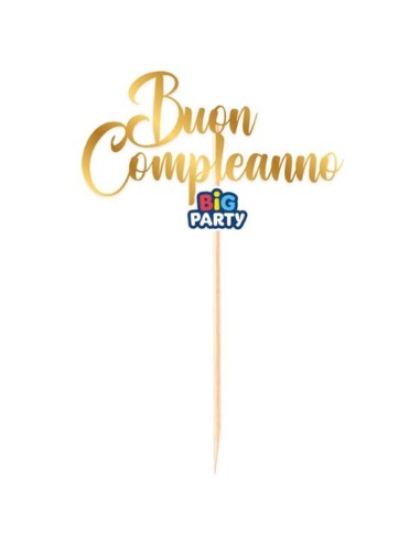 Cake topper mini metallizzato "Buon Compleanno" Oro gold