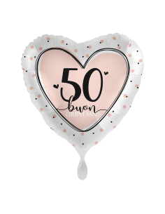 Palloncino mylar 18'' Cm. 45 - Cuore - Buon Compleanno 50