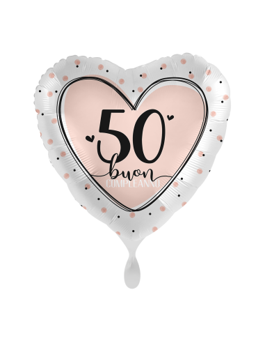 Palloncino mylar 18'' Cm. 45 - Cuore - Buon Compleanno 50