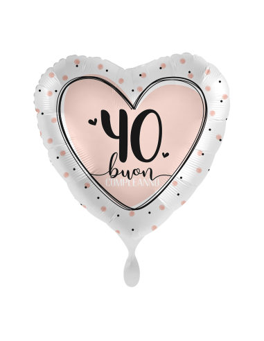 Palloncino mylar 18'' Cm. 45 - Cuore - Buon Compleanno 40