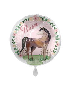Palloncino mylar 18'' Cm. 45 - Rotondo - Buon Compleanno Horse Cavallo