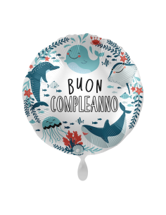 Palloncino mylar 18'' Cm. 45 - Rotondo - Buon Compleanno marino