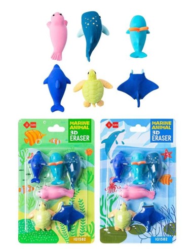 Set 6 gommine sagomate 3D - Animali marini