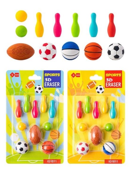 Set 11 gommine sagomate 3D - Sport