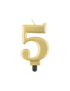 Candelina per torta metallizzata Cm. 8 - Oro Gold - Nr. 5