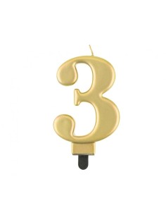 Candelina per torta metallizzata Cm. 8 - Oro Gold - Nr. 3