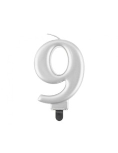Candelina per torta metallizzata Cm. 8 - Silver - Nr. 9
