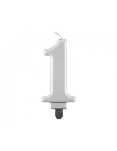 Candelina per torta metallizzata Cm. 8 - Silver - Nr. 1