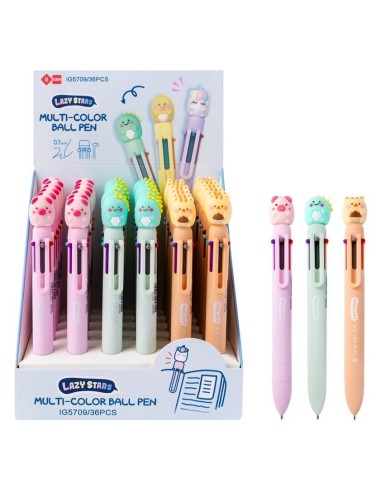 Penna 6 colori con testa animali