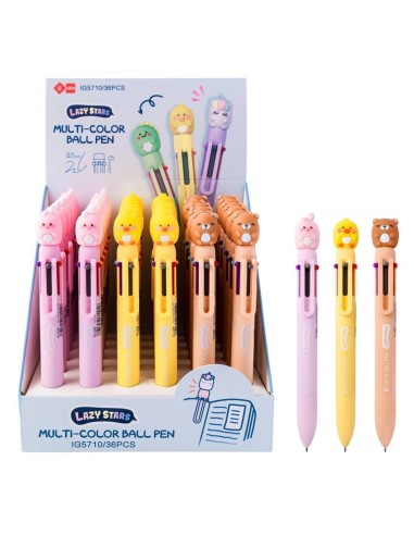 Penna 6 colori con testa animali