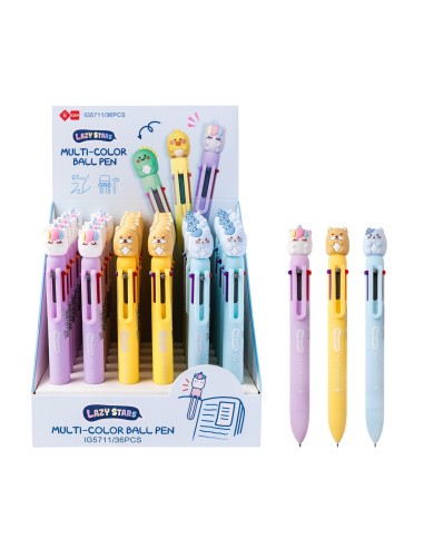 Penna 6 colori con testa animali