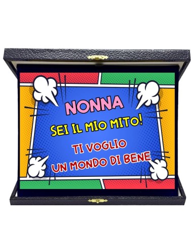 Targa con cofanetto rettangolare Cm. 23x19 - Nonna sei il mio mito