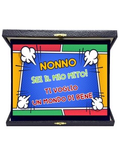 Targa con cofanetto rettangolare Cm. 23x19 - Nonno sei il mio mito