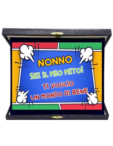 Targa con cofanetto rettangolare Cm. 23x19 - Nonno sei il mio mito