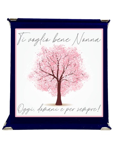 Targa a libretto vellutata Cm. 17x17 - "Ti voglio bene Nonna, oggi domani e per sempre"