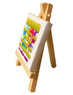 Quadretto tela Cm. 7x7 con cavalletto legno "Nonna" 2
