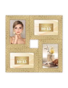 Portafoto multifoto in plastica Cm. 34x35 "Gold" - Foto Cm. 10x15